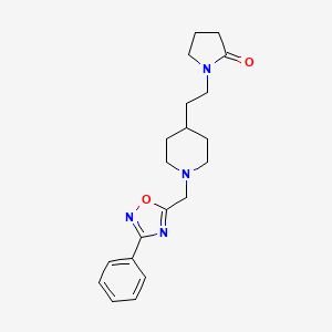 molecular formula C20H26N4O2 B4250217 1-(2-{1-[(3-phenyl-1,2,4-oxadiazol-5-yl)methyl]-4-piperidinyl}ethyl)-2-pyrrolidinone 