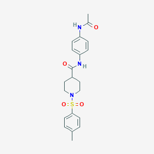 molecular formula C21H25N3O4S B425024 N-[4-(acetylamino)phenyl]-1-[(4-methylphenyl)sulfonyl]piperidine-4-carboxamide 