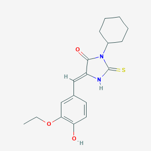 molecular formula C18H22N2O3S B425027 (5Z)-3-cyclohexyl-5-(3-ethoxy-4-hydroxybenzylidene)-2-thioxoimidazolidin-4-one 