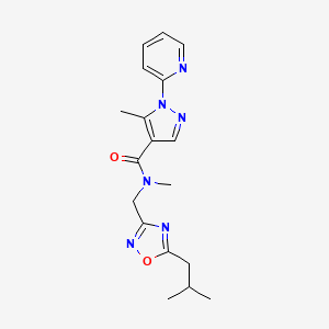 molecular formula C18H22N6O2 B4250272 N-[(5-isobutyl-1,2,4-oxadiazol-3-yl)methyl]-N,5-dimethyl-1-pyridin-2-yl-1H-pyrazole-4-carboxamide 