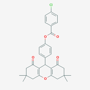 molecular formula C30H29ClO5 B425028 4-(3,3,6,6-tetramethyl-1,8-dioxo-2,3,4,5,6,7,8,9-octahydro-1H-xanthen-9-yl)phenyl 4-chlorobenzoate 