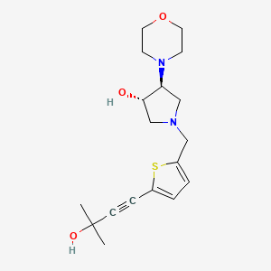 (3S,4S)-1-[[5-(3-hydroxy-3-methylbut-1-ynyl)thiophen-2-yl]methyl]-4-morpholin-4-ylpyrrolidin-3-ol