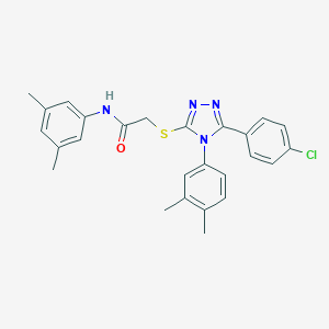 molecular formula C26H25ClN4OS B425030 2-{[5-(4-chlorophenyl)-4-(3,4-dimethylphenyl)-4H-1,2,4-triazol-3-yl]sulfanyl}-N-(3,5-dimethylphenyl)acetamide 