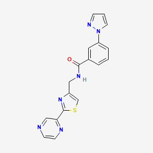 N-[(2-pyrazin-2-yl-1,3-thiazol-4-yl)methyl]-3-(1H-pyrazol-1-yl)benzamide