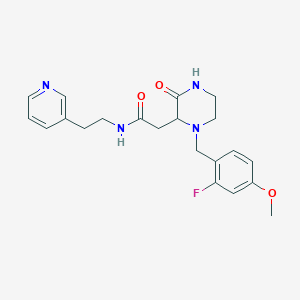 molecular formula C21H25FN4O3 B4250326 2-[1-(2-fluoro-4-methoxybenzyl)-3-oxo-2-piperazinyl]-N-[2-(3-pyridinyl)ethyl]acetamide 