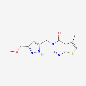 molecular formula C13H14N4O2S B4250332 3-{[5-(methoxymethyl)-1H-pyrazol-3-yl]methyl}-5-methylthieno[2,3-d]pyrimidin-4(3H)-one 