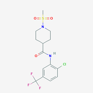 molecular formula C14H16ClF3N2O3S B425037 N-[2-氯-5-(三氟甲基)苯基]-1-甲磺酰基-4-哌啶甲酰胺 