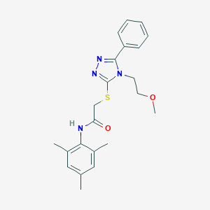 molecular formula C22H26N4O2S B425039 N-mesityl-2-{[4-(2-methoxyethyl)-5-phenyl-4H-1,2,4-triazol-3-yl]sulfanyl}acetamide 