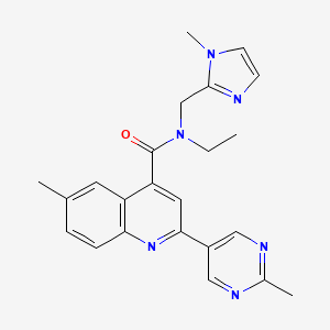 molecular formula C23H24N6O B4250399 N-ethyl-6-methyl-N-[(1-methyl-1H-imidazol-2-yl)methyl]-2-(2-methylpyrimidin-5-yl)quinoline-4-carboxamide 