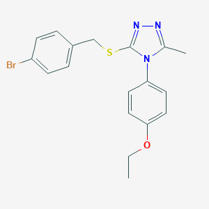 molecular formula C18H18BrN3OS B425043 3-[(4-bromobenzyl)sulfanyl]-4-(4-ethoxyphenyl)-5-methyl-4H-1,2,4-triazole 