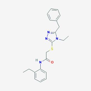 molecular formula C21H24N4OS B425045 2-[(5-benzyl-4-ethyl-4H-1,2,4-triazol-3-yl)sulfanyl]-N-(2-ethylphenyl)acetamide 