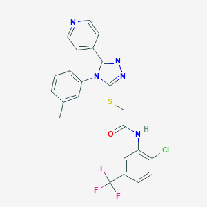 molecular formula C23H17ClF3N5OS B425047 N-[2-chloro-5-(trifluoromethyl)phenyl]-2-{[4-(3-methylphenyl)-5-(4-pyridinyl)-4H-1,2,4-triazol-3-yl]sulfanyl}acetamide 