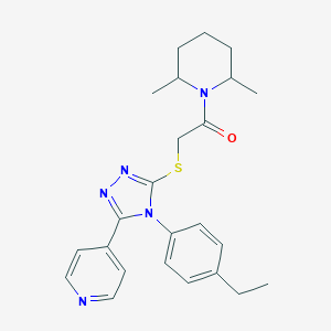 molecular formula C24H29N5OS B425048 2-(2,6-dimethyl-1-piperidinyl)-2-oxoethyl 4-(4-ethylphenyl)-5-(4-pyridinyl)-4H-1,2,4-triazol-3-yl sulfide 