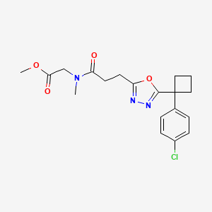 molecular formula C19H22ClN3O4 B4250504 methyl N-(3-{5-[1-(4-chlorophenyl)cyclobutyl]-1,3,4-oxadiazol-2-yl}propanoyl)-N-methylglycinate 