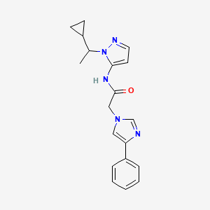 molecular formula C19H21N5O B4250518 N-[2-(1-cyclopropylethyl)pyrazol-3-yl]-2-(4-phenylimidazol-1-yl)acetamide 