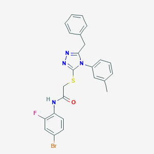 2-{[5-benzyl-4-(3-methylphenyl)-4H-1,2,4-triazol-3-yl]sulfanyl}-N-(4-bromo-2-fluorophenyl)acetamide