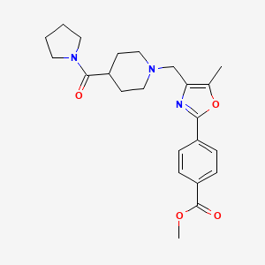 methyl 4-(5-methyl-4-{[4-(1-pyrrolidinylcarbonyl)-1-piperidinyl]methyl}-1,3-oxazol-2-yl)benzoate