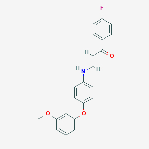 molecular formula C22H18FNO3 B425059 1-(4-Fluorophenyl)-3-[4-(3-methoxyphenoxy)anilino]-2-propen-1-one 