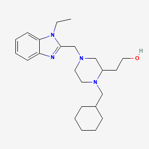 molecular formula C23H36N4O B4250616 2-{1-(cyclohexylmethyl)-4-[(1-ethyl-1H-benzimidazol-2-yl)methyl]-2-piperazinyl}ethanol 