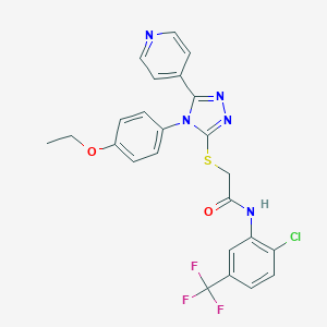 molecular formula C24H19ClF3N5O2S B425062 N-[2-chloro-5-(trifluoromethyl)phenyl]-2-{[4-(4-ethoxyphenyl)-5-(pyridin-4-yl)-4H-1,2,4-triazol-3-yl]sulfanyl}acetamide 