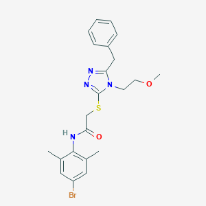 molecular formula C22H25BrN4O2S B425063 2-{[5-benzyl-4-(2-methoxyethyl)-4H-1,2,4-triazol-3-yl]sulfanyl}-N-(4-bromo-2,6-dimethylphenyl)acetamide 