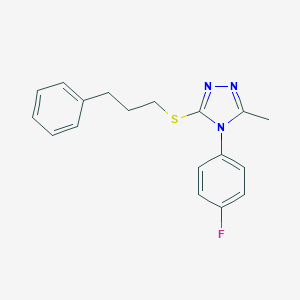 molecular formula C18H18FN3S B425065 4-(4-fluorophenyl)-3-methyl-5-[(3-phenylpropyl)sulfanyl]-4H-1,2,4-triazole 