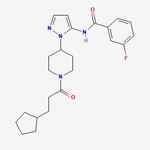 N-{1-[1-(3-cyclopentylpropanoyl)-4-piperidinyl]-1H-pyrazol-5-yl}-3-fluorobenzamide