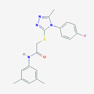 molecular formula C19H19FN4OS B425066 N-(3,5-dimethylphenyl)-2-{[4-(4-fluorophenyl)-5-methyl-4H-1,2,4-triazol-3-yl]sulfanyl}acetamide 