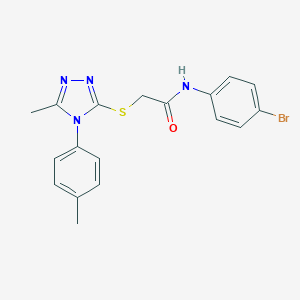molecular formula C18H17BrN4OS B425071 N-(4-bromophenyl)-2-{[5-methyl-4-(4-methylphenyl)-4H-1,2,4-triazol-3-yl]sulfanyl}acetamide 