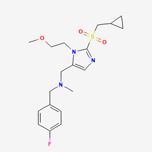 molecular formula C19H26FN3O3S B4250732 N-[[2-(cyclopropylmethylsulfonyl)-3-(2-methoxyethyl)imidazol-4-yl]methyl]-1-(4-fluorophenyl)-N-methylmethanamine 