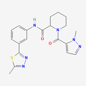 molecular formula C20H22N6O2S B4250734 1-[(1-methyl-1H-pyrazol-5-yl)carbonyl]-N-[3-(5-methyl-1,3,4-thiadiazol-2-yl)phenyl]-2-piperidinecarboxamide 