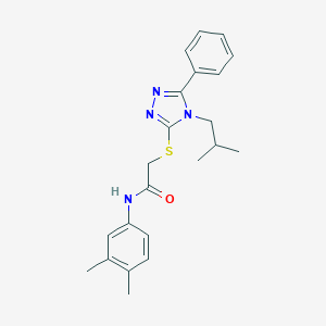 molecular formula C22H26N4OS B425081 N-(3,4-dimethylphenyl)-2-[(4-isobutyl-5-phenyl-4H-1,2,4-triazol-3-yl)sulfanyl]acetamide 