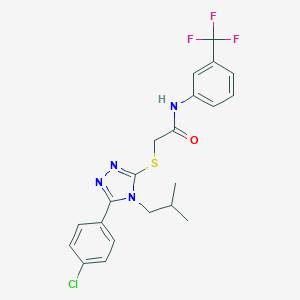 molecular formula C21H20ClF3N4OS B425083 2-{[5-(4-chlorophenyl)-4-isobutyl-4H-1,2,4-triazol-3-yl]sulfanyl}-N-[3-(trifluoromethyl)phenyl]acetamide 