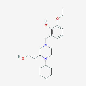 molecular formula C21H34N2O3 B4250830 2-{[4-cyclohexyl-3-(2-hydroxyethyl)-1-piperazinyl]methyl}-6-ethoxyphenol 