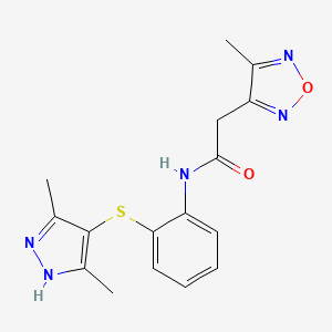 molecular formula C16H17N5O2S B4250864 N-{2-[(3,5-dimethyl-1H-pyrazol-4-yl)thio]phenyl}-2-(4-methyl-1,2,5-oxadiazol-3-yl)acetamide 