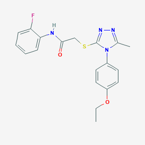 molecular formula C19H19FN4O2S B425087 2-{[4-(4-ethoxyphenyl)-5-methyl-4H-1,2,4-triazol-3-yl]sulfanyl}-N-(2-fluorophenyl)acetamide 