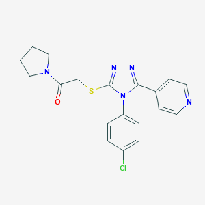 molecular formula C19H18ClN5OS B425088 4-(4-chlorophenyl)-5-(4-pyridinyl)-4H-1,2,4-triazol-3-yl 2-oxo-2-(1-pyrrolidinyl)ethyl sulfide 