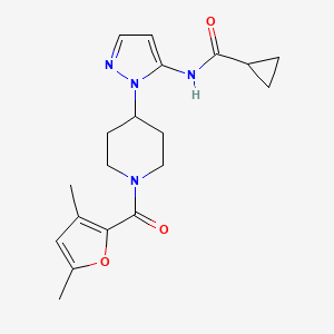 N-[2-[1-(3,5-dimethylfuran-2-carbonyl)piperidin-4-yl]pyrazol-3-yl]cyclopropanecarboxamide