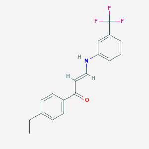molecular formula C18H16F3NO B425091 (2E)-1-(4-ethylphenyl)-3-{[3-(trifluoromethyl)phenyl]amino}prop-2-en-1-one 