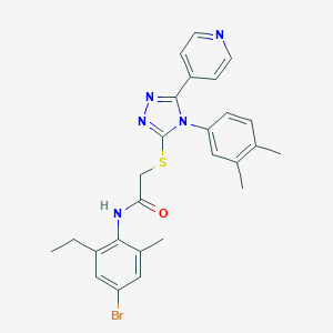 molecular formula C26H26BrN5OS B425093 N-(4-bromo-2-ethyl-6-methylphenyl)-2-{[4-(3,4-dimethylphenyl)-5-(4-pyridinyl)-4H-1,2,4-triazol-3-yl]sulfanyl}acetamide 