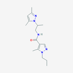 molecular formula C16H25N5O B4250968 N-[2-(3,5-dimethyl-1H-pyrazol-1-yl)propyl]-5-methyl-1-propyl-1H-pyrazole-4-carboxamide 