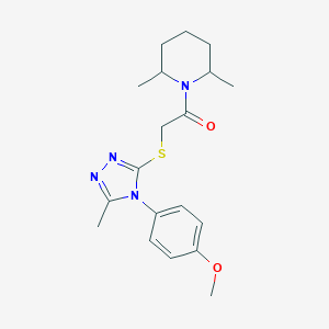 molecular formula C19H26N4O2S B425098 1-({[4-(4-methoxyphenyl)-5-methyl-4H-1,2,4-triazol-3-yl]thio}acetyl)-2,6-dimethylpiperidine 