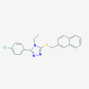 molecular formula C21H18ClN3S B425109 3-(4-chlorophenyl)-4-ethyl-5-[(2-naphthylmethyl)sulfanyl]-4H-1,2,4-triazole 