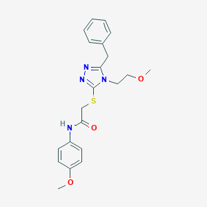 molecular formula C21H24N4O3S B425111 2-{[5-benzyl-4-(2-methoxyethyl)-4H-1,2,4-triazol-3-yl]sulfanyl}-N-(4-methoxyphenyl)acetamide 