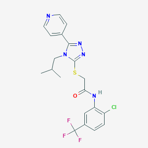 molecular formula C20H19ClF3N5OS B425113 N-[2-chloro-5-(trifluoromethyl)phenyl]-2-{[4-isobutyl-5-(4-pyridinyl)-4H-1,2,4-triazol-3-yl]sulfanyl}acetamide 