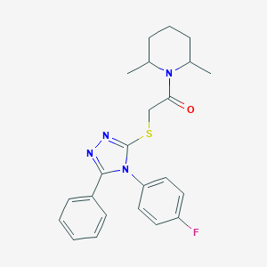 molecular formula C23H25FN4OS B425116 1-(2,6-dimethylpiperidin-1-yl)-2-{[4-(4-fluorophenyl)-5-phenyl-4H-1,2,4-triazol-3-yl]sulfanyl}ethanone 