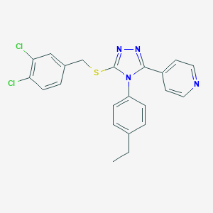 molecular formula C22H18Cl2N4S B425117 3,4-dichlorobenzyl 4-(4-ethylphenyl)-5-(4-pyridinyl)-4H-1,2,4-triazol-3-yl sulfide 