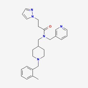 N-{[1-(2-methylbenzyl)-4-piperidinyl]methyl}-3-(1H-pyrazol-1-yl)-N-(3-pyridinylmethyl)propanamide