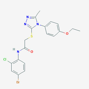 molecular formula C19H18BrClN4O2S B425126 N-(4-bromo-2-chlorophenyl)-2-{[4-(4-ethoxyphenyl)-5-methyl-4H-1,2,4-triazol-3-yl]sulfanyl}acetamide 