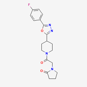 molecular formula C19H21FN4O3 B4251278 1-(2-{4-[5-(4-fluorophenyl)-1,3,4-oxadiazol-2-yl]-1-piperidinyl}-2-oxoethyl)-2-pyrrolidinone 